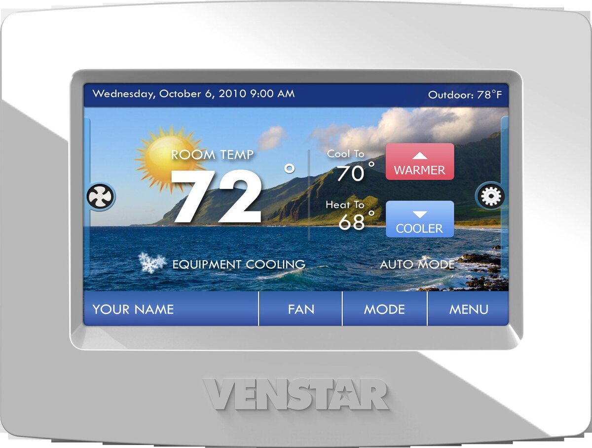Residential Venstar ColorTouch thermostat on a wall